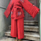 Bohem Gözlü Desenli Kadın Kırmızı Müslin Kimono