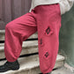 Kırmızı Bohem Kilim Motifli Kadın Pantolon