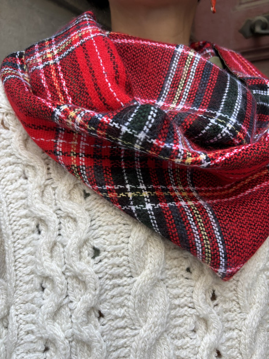 Laci Kırmızı Çift Taraflı Ekose & İpek Boyunluk 