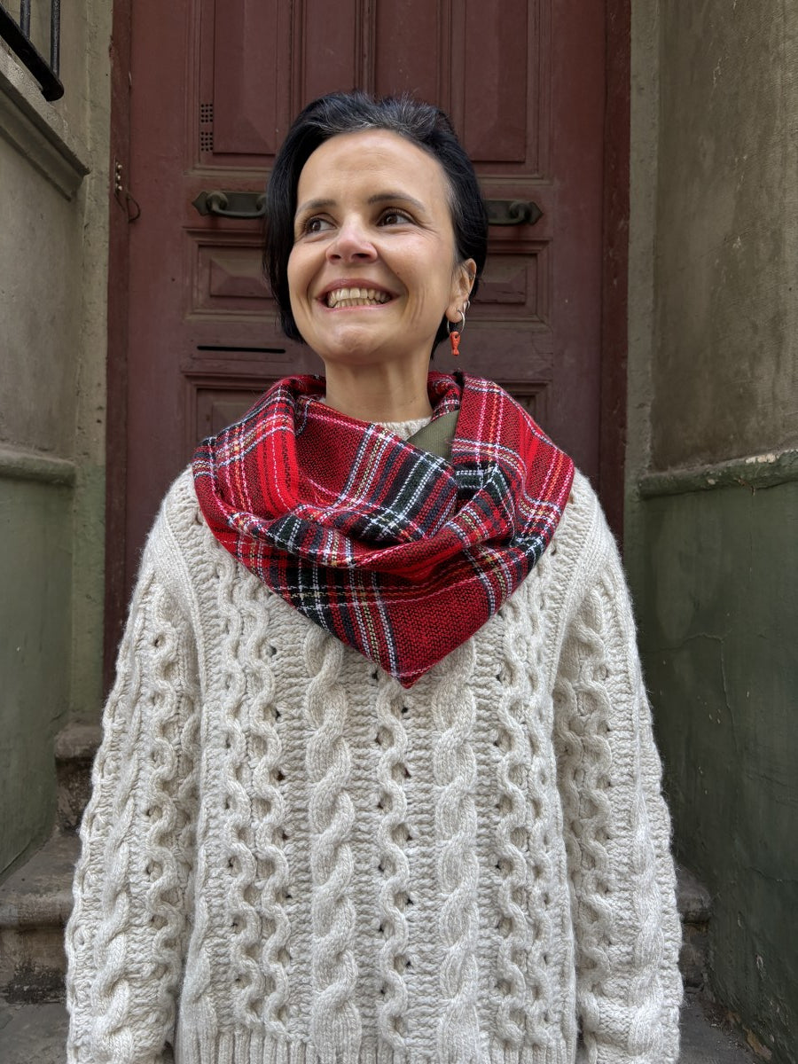 Laci Kırmızı Çift Taraflı Ekose & İpek Boyunluk 