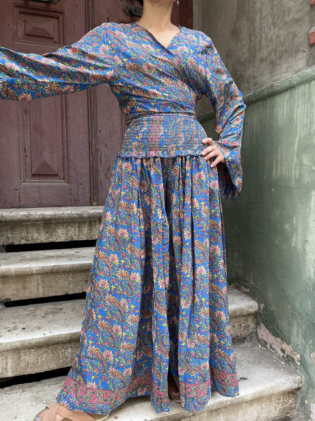 maxi dress in nepal Nepal Printed Maxi Dress - Royal