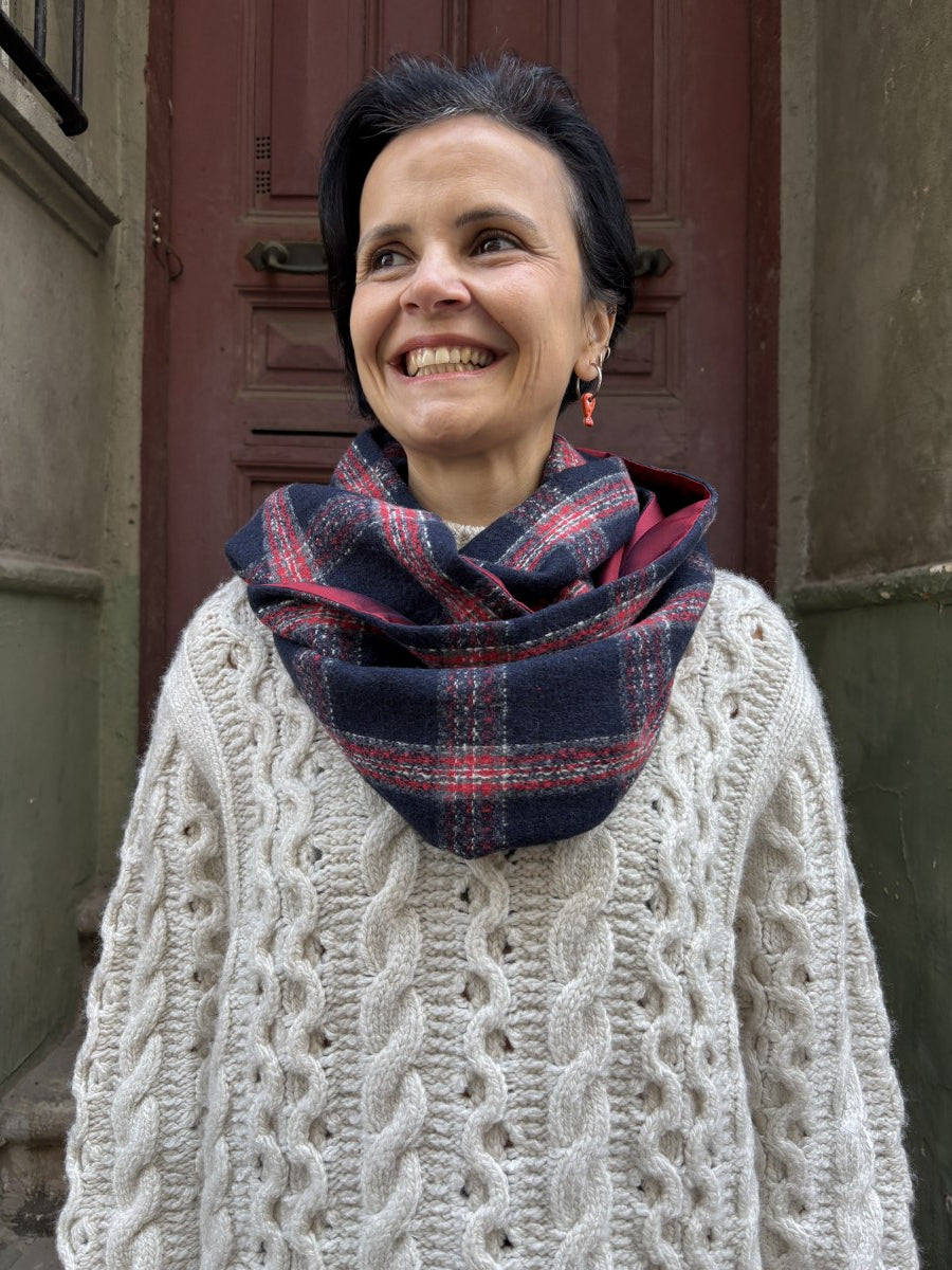 Laci Kırmızı Çift Taraflı Ekose & İpek Boyunluk 