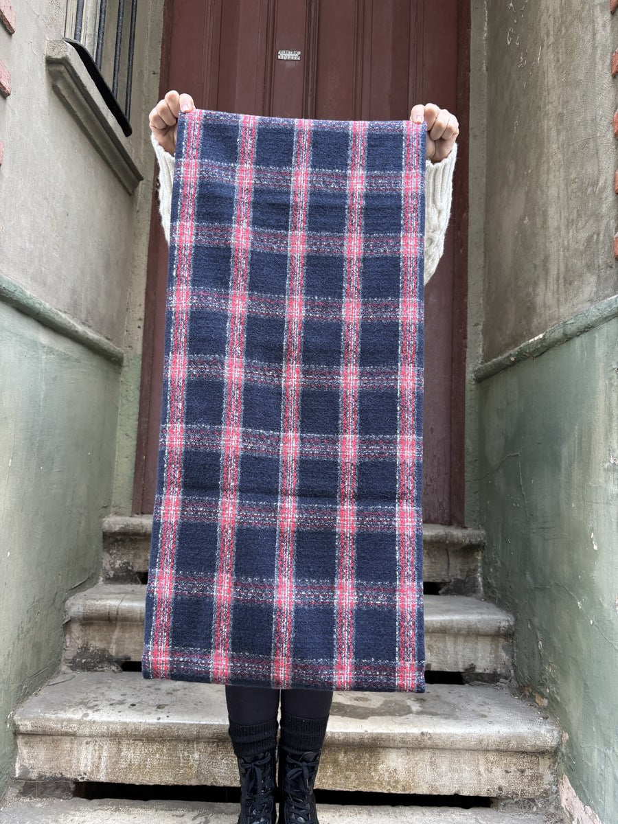 Laci Kırmızı Çift Taraflı Ekose & İpek Boyunluk 