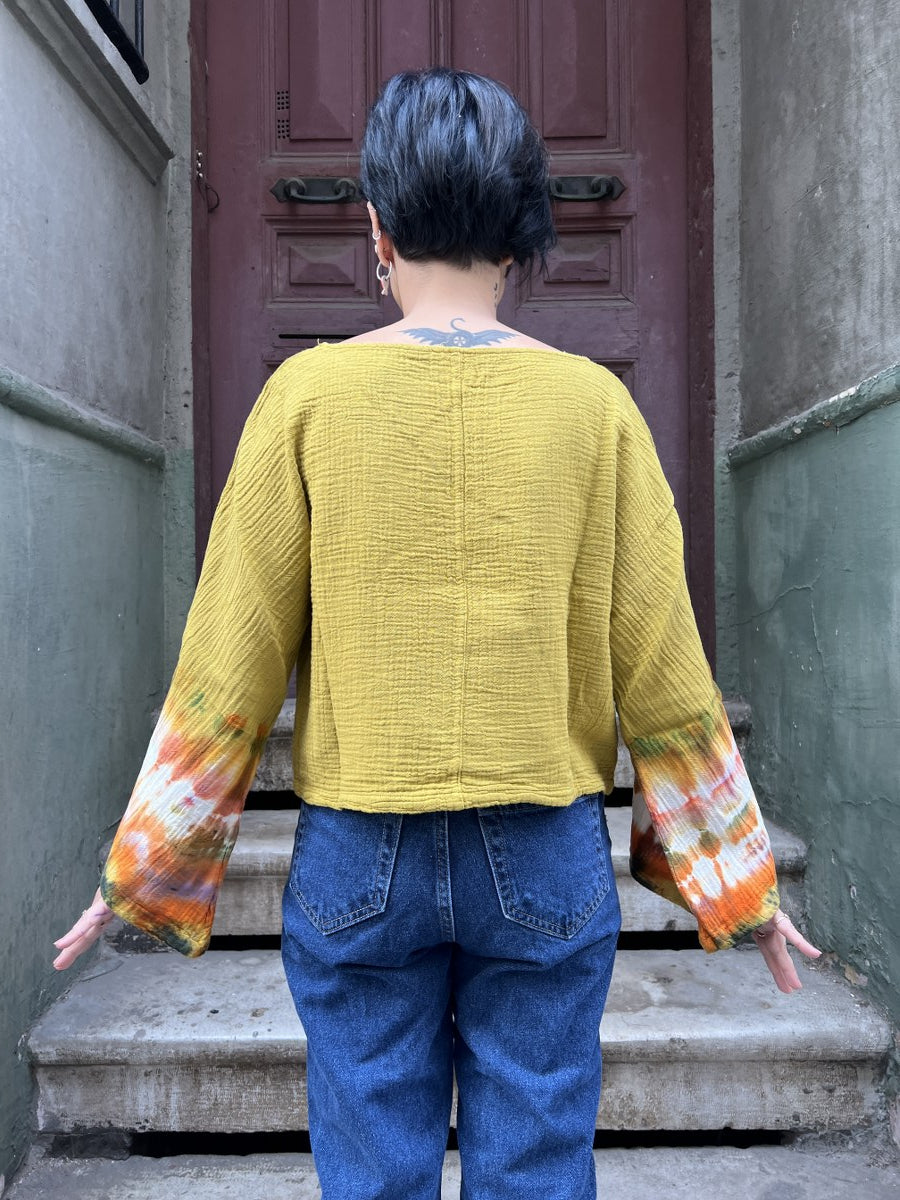 Kadın Batik Bluz Earth Sun – El Boyaması, %100 Müslin