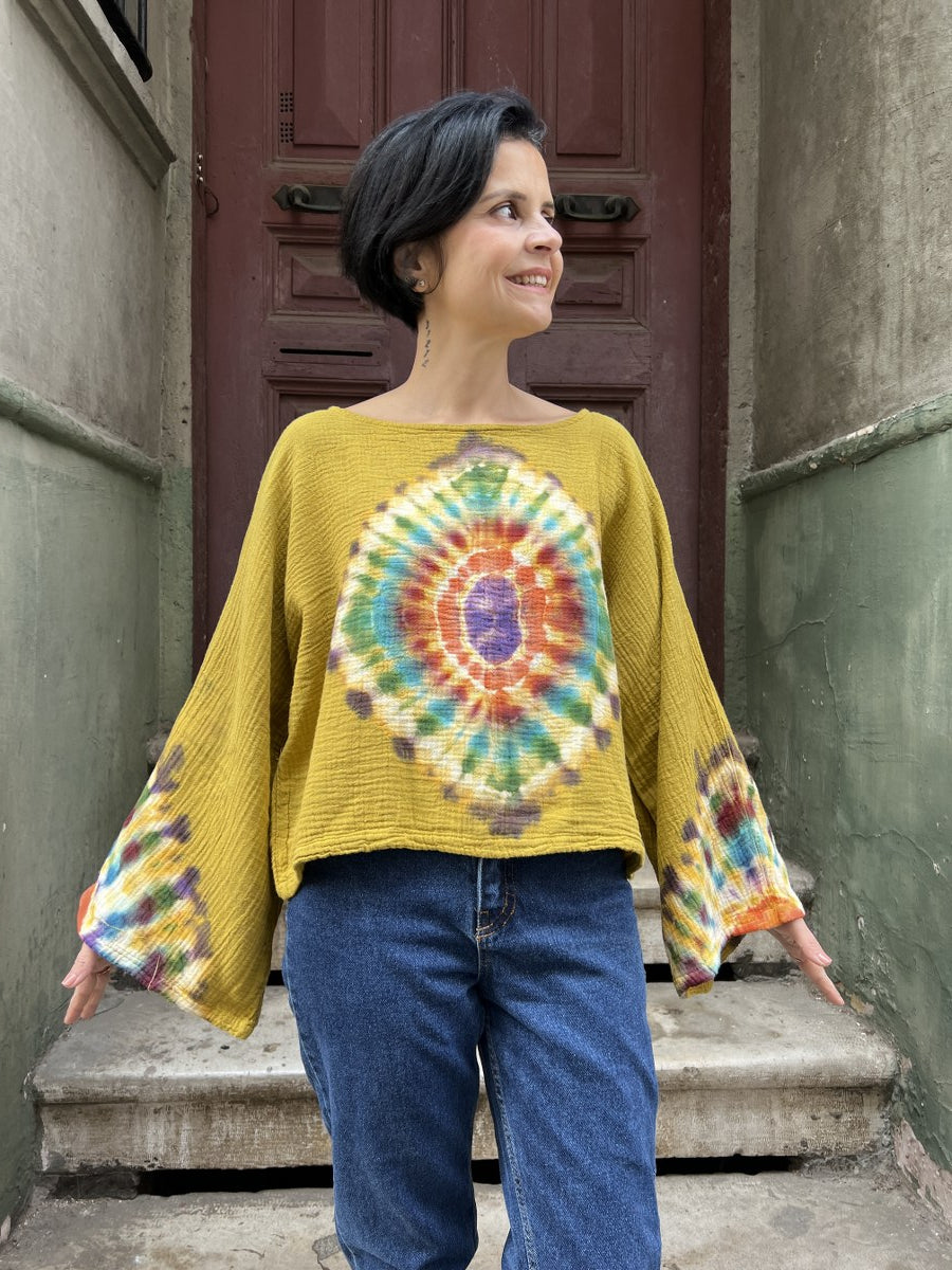 Kadın Batik Bluz Goldan Mandala