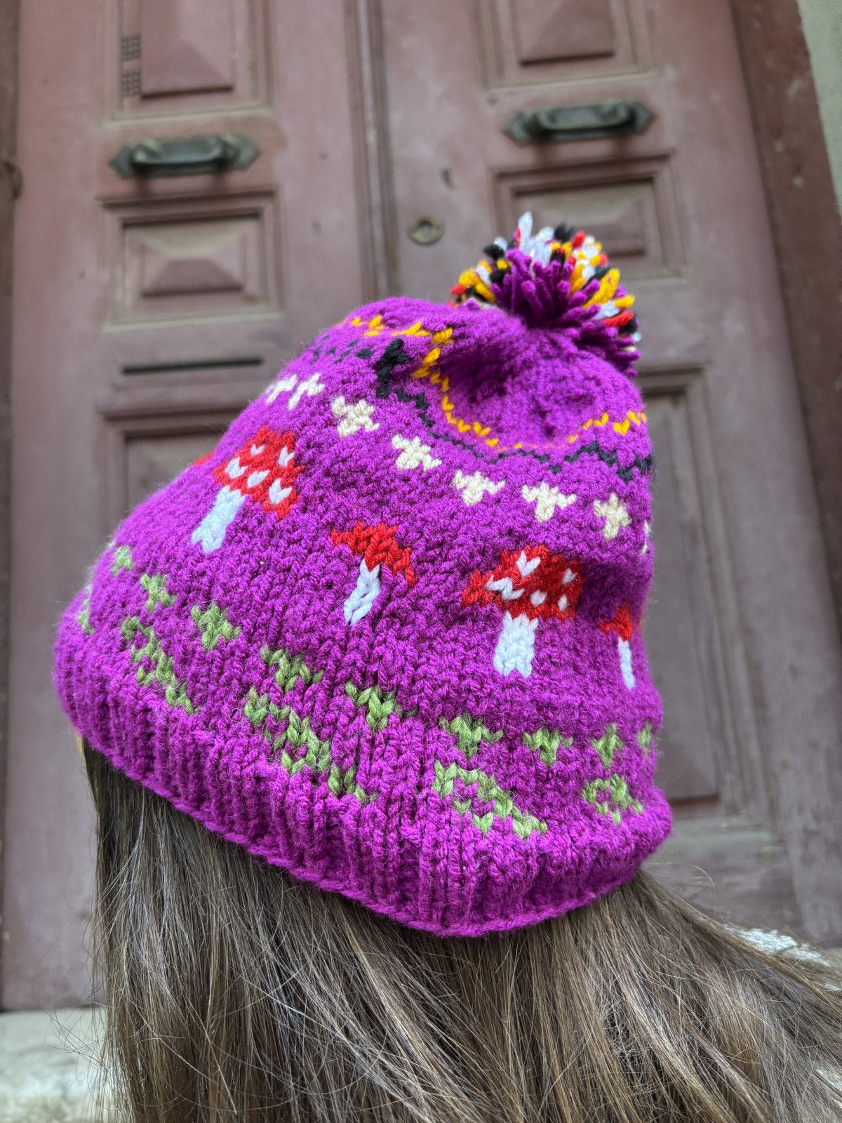 Bohemian Ethnic Patterned Lilac Beret