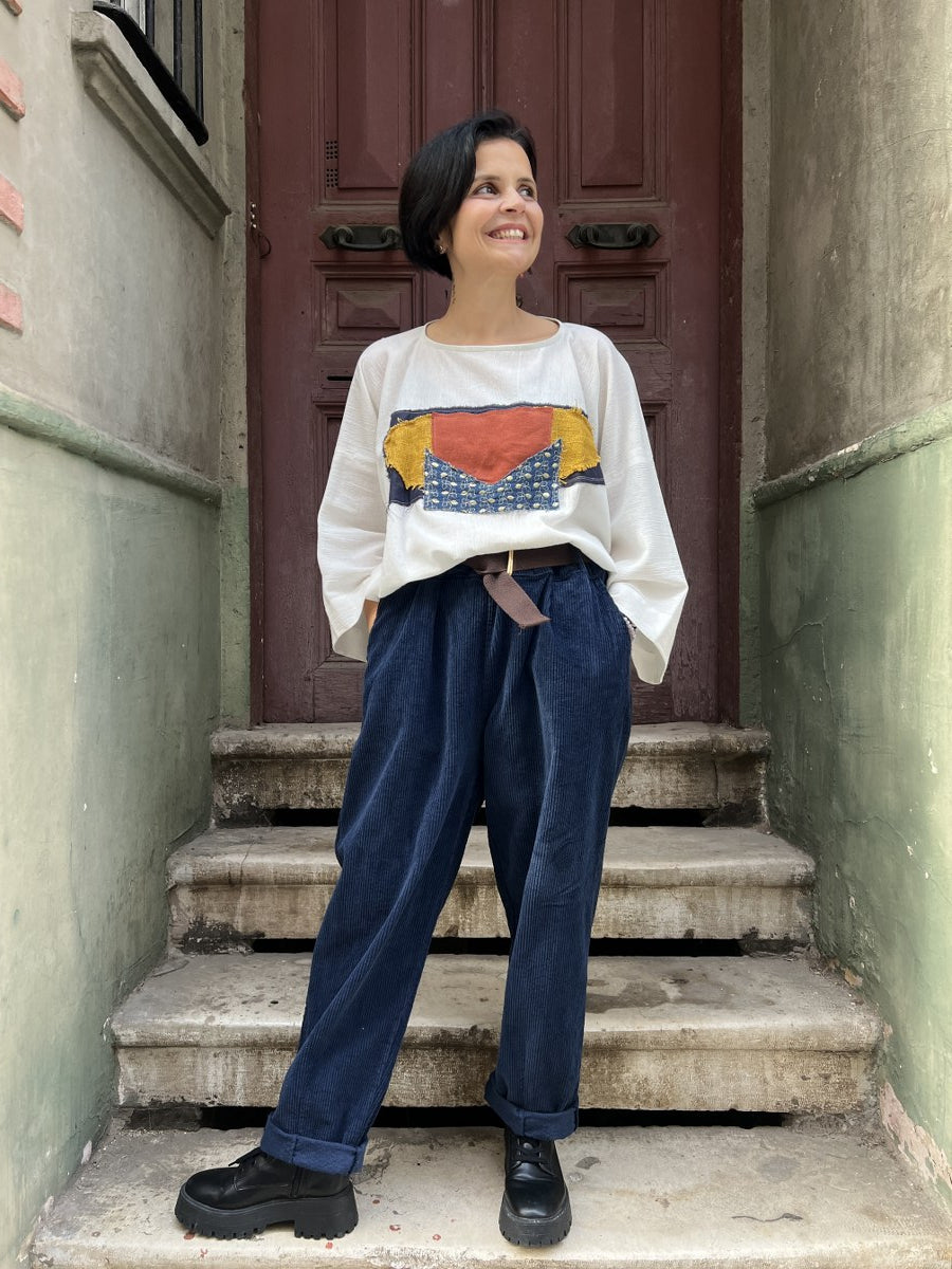 Kadın Kadife Pantolon Lacivert