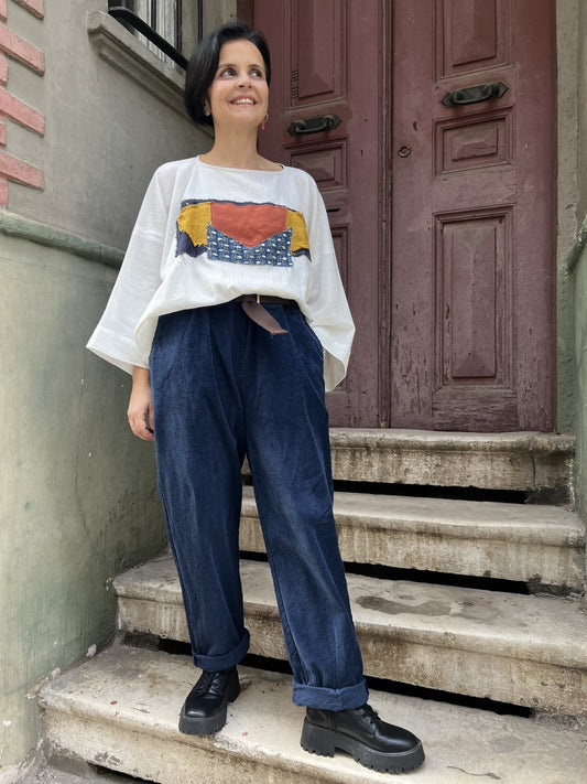 Kadın Kadife Pantolon Lacivert