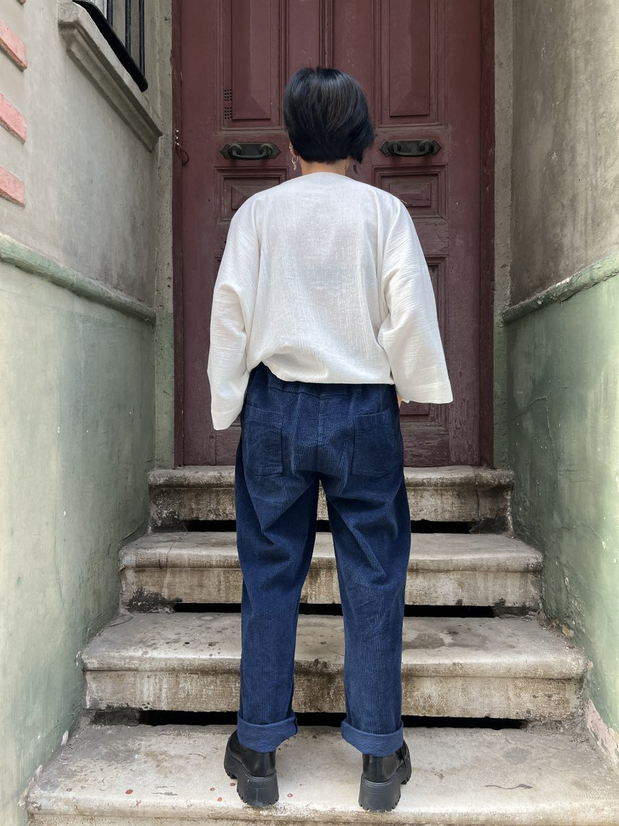 Kadın Kadife Pantolon Lacivert