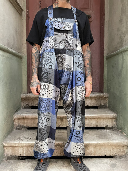 Unisex Bohem Nepal Patchwork Mavi Gri Mandala Tulum