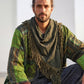 Unisex Nepal Mexican Patchwork Etnik Hırka Panço – Haki Yeşil