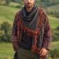 Unisex Nepal Mexican Patchwork Etnik Hırka Panço – Kahve