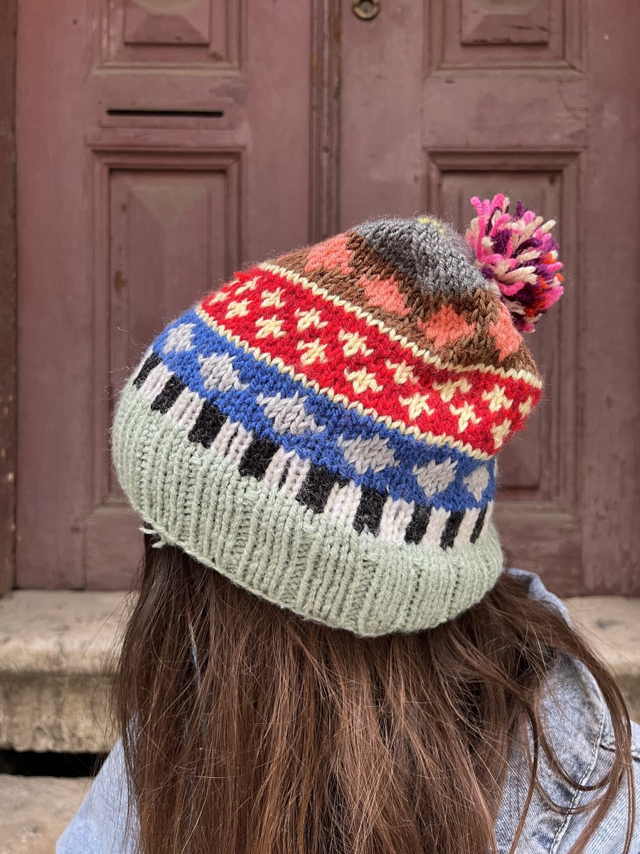 El Örgüsü Kadın Bere ve Eldiven Seti - Mint Yeşili