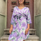 Lila Sky Batik Kimono – El Yapımı %100 Viskon