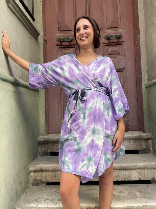 Lila Sky Batik Kimono