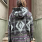 Unisex Etnik Desenli Kışlık Kapüşonlu Sweatshirt