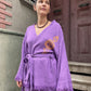 Mor Turuncu Bohem Kadın Yoga Doğal Kumaş Kimono Takım Yoga Takımı