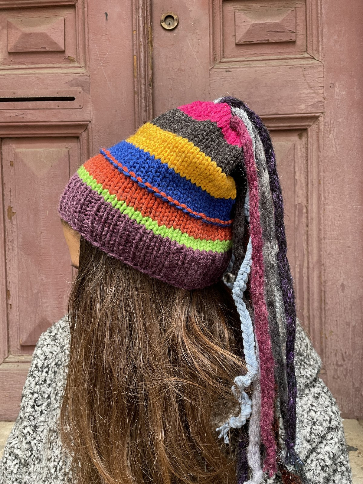 Bohemian Ethnic Patterned Lilac Beret