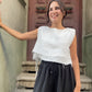 Bohem Müslin Kolsuz Crop Bluz
