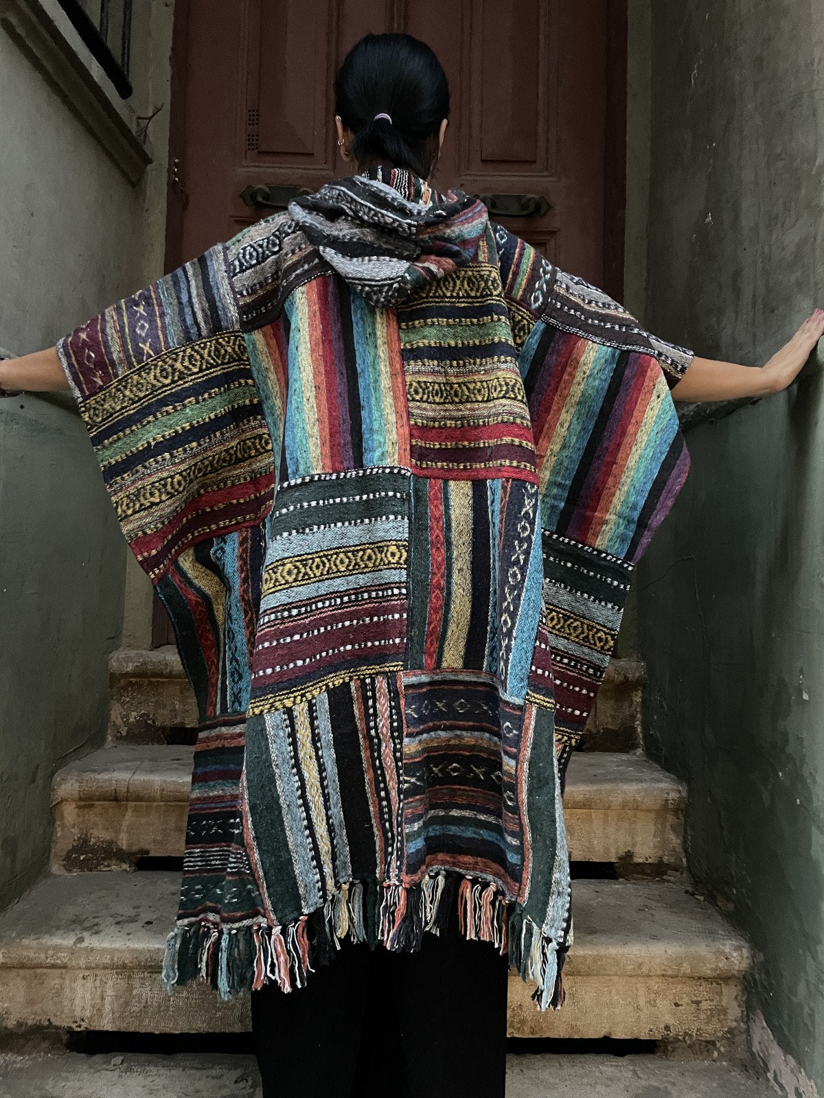 Unisex El Yapımı Baja Patchwork Nepal Gheri Panço