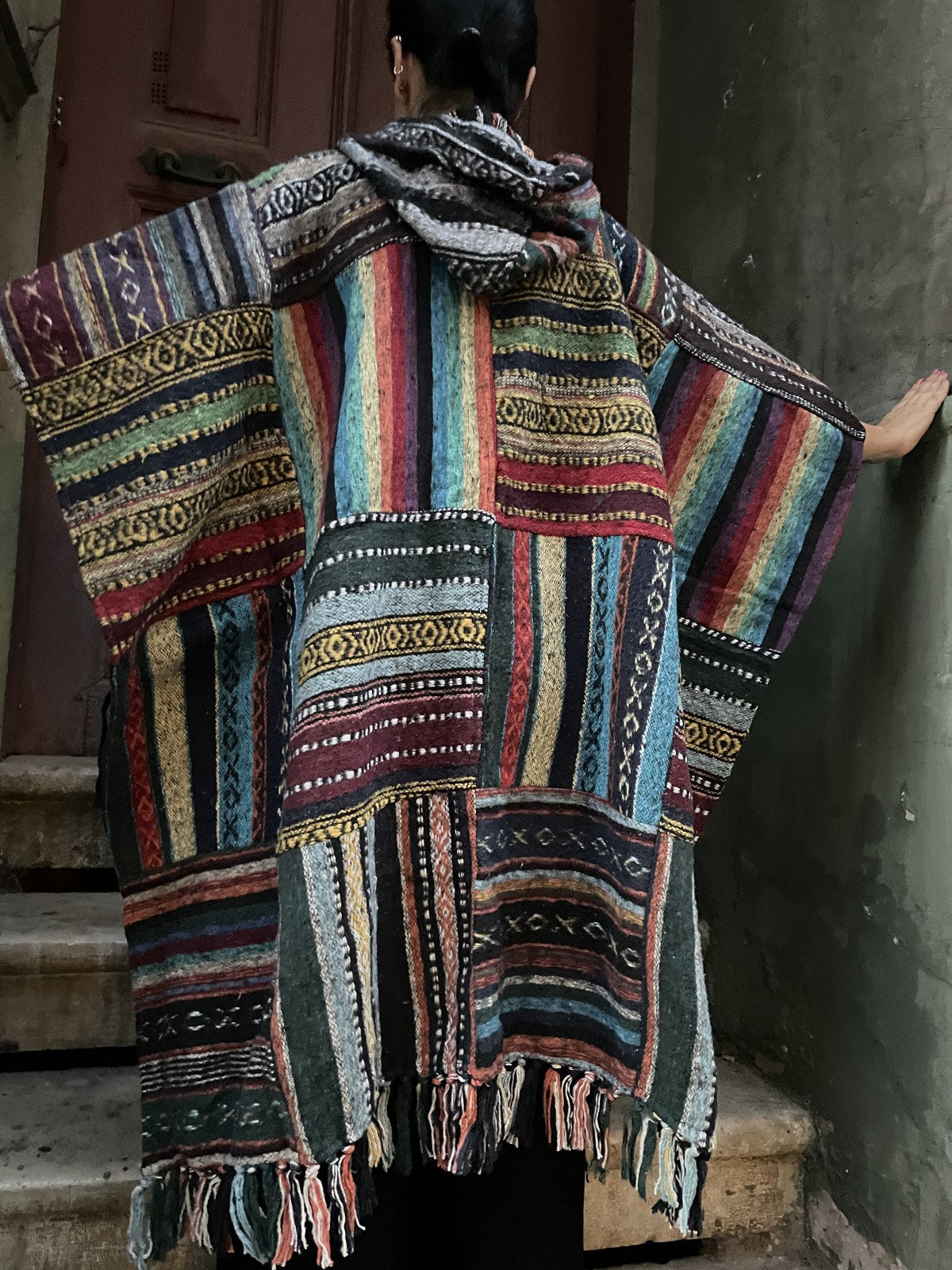 Unisex El Yapımı Baja Patchwork Nepal Gheri Panço