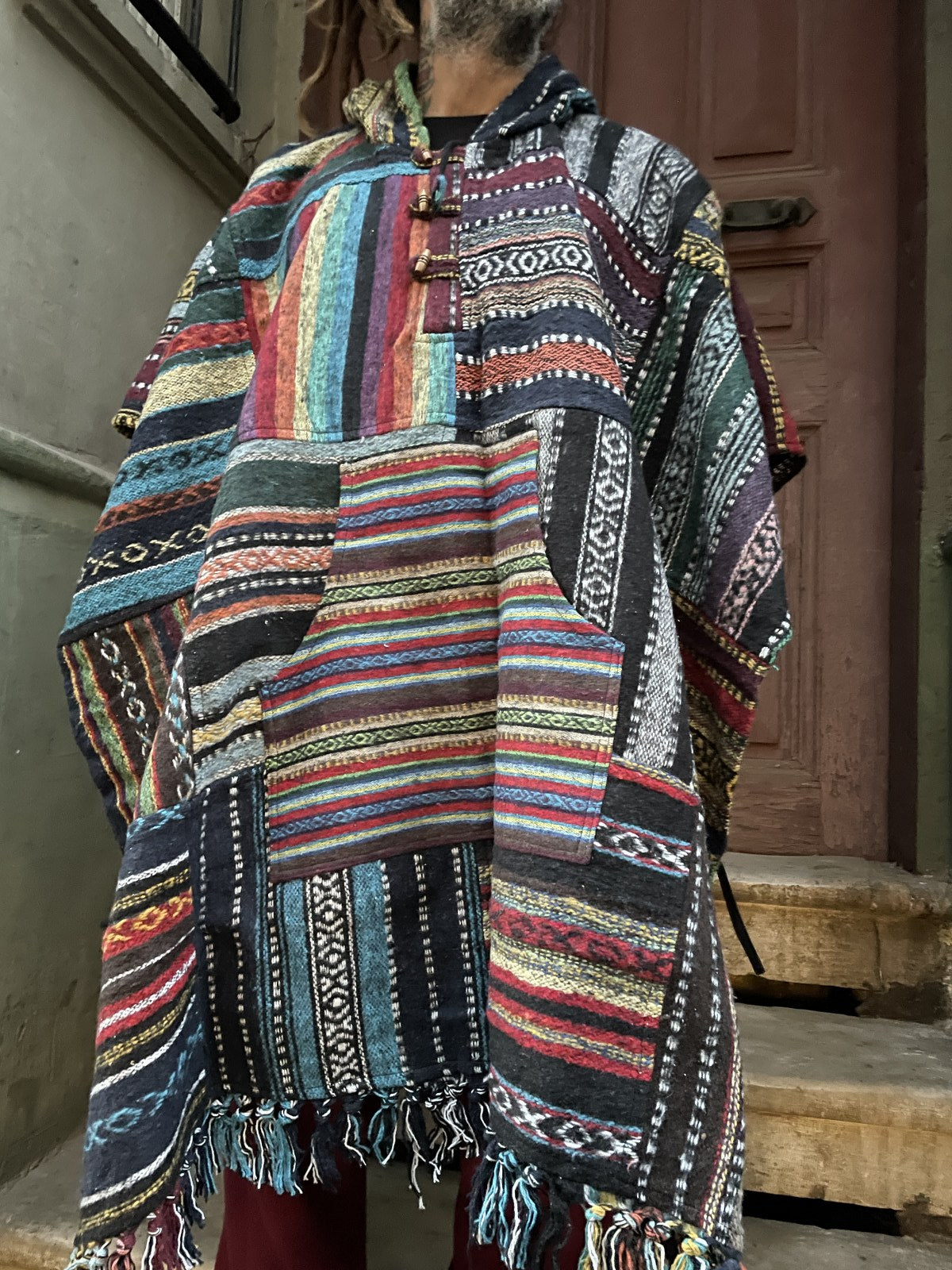 Unisex El Yapımı Patchwork Nepal Gheri Panço