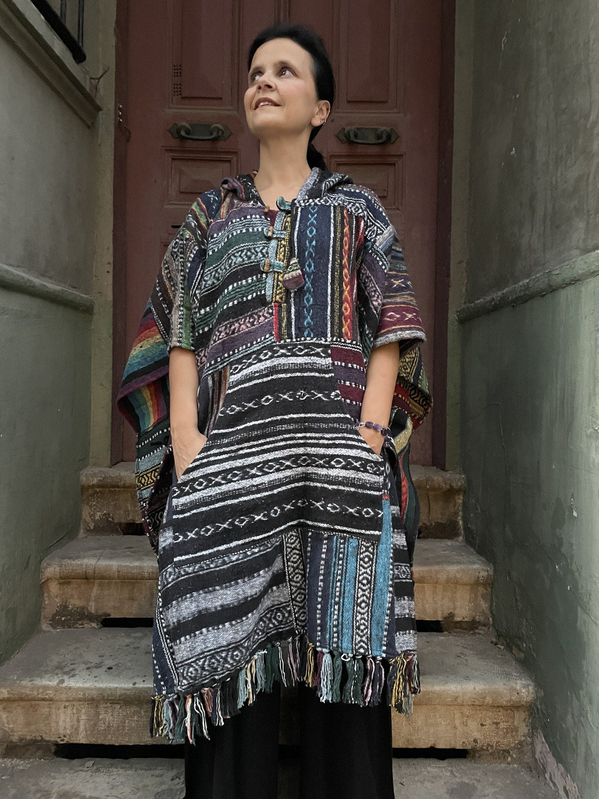 Unisex El Yapımı Baja Patchwork Nepal Gheri Panço