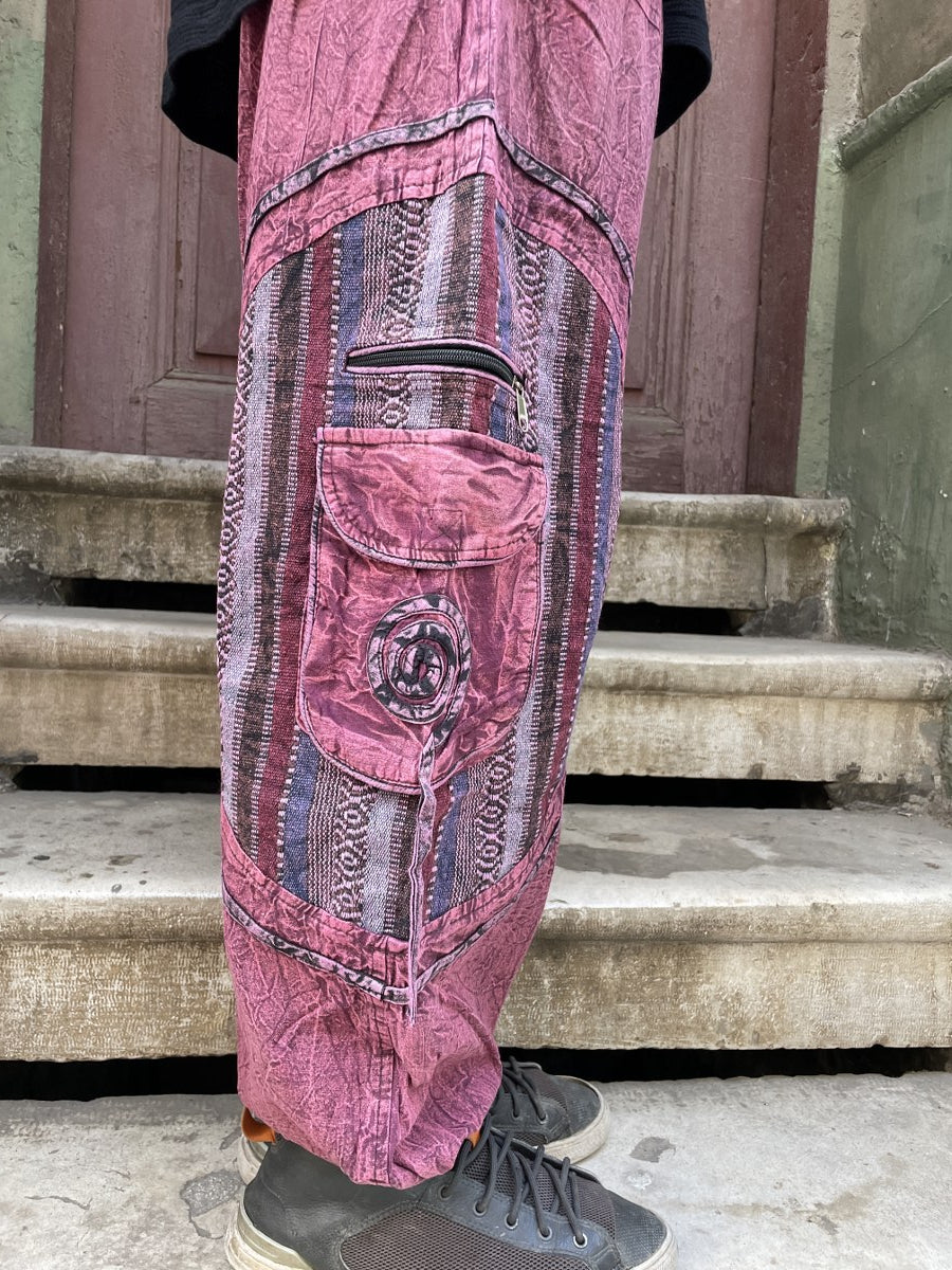 Unisex Nepal Taşlanmış Pantolon – Cepli, Rahat ve Bohem Tarz