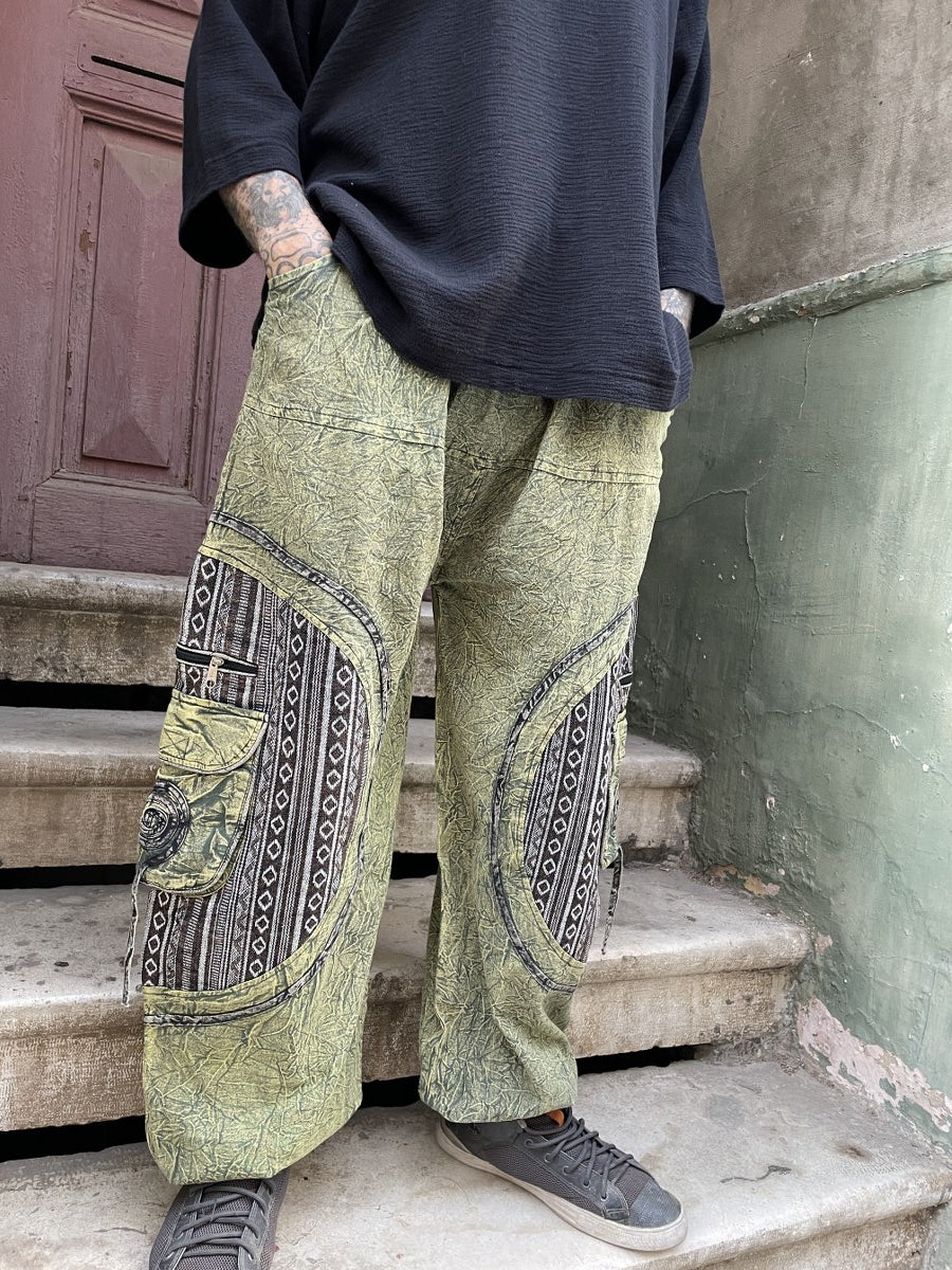 Unisex Nepal Taşlanmış Pantolon – Cepli, Rahat ve Bohem Tarz