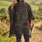 Samori Nepal Patchwork Kapüşonlu Panço – Antrasit Etnik Bohem Unisex Tasarım