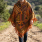 Unisex Himalaya Nepal Patchwork Panço – Kapüşonlu Unisex Bohem Panço