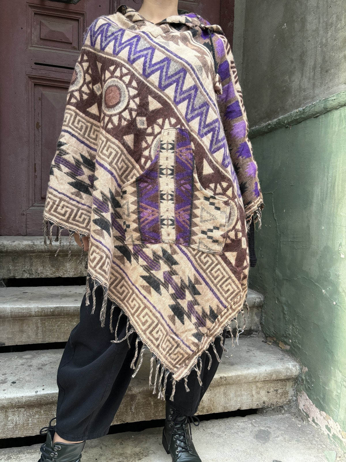 Bohemian Ethnic Rug Poncho