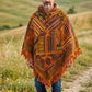 Unisex Himalaya Nepal Patchwork Panço – Kapüşonlu Unisex Bohem Panço