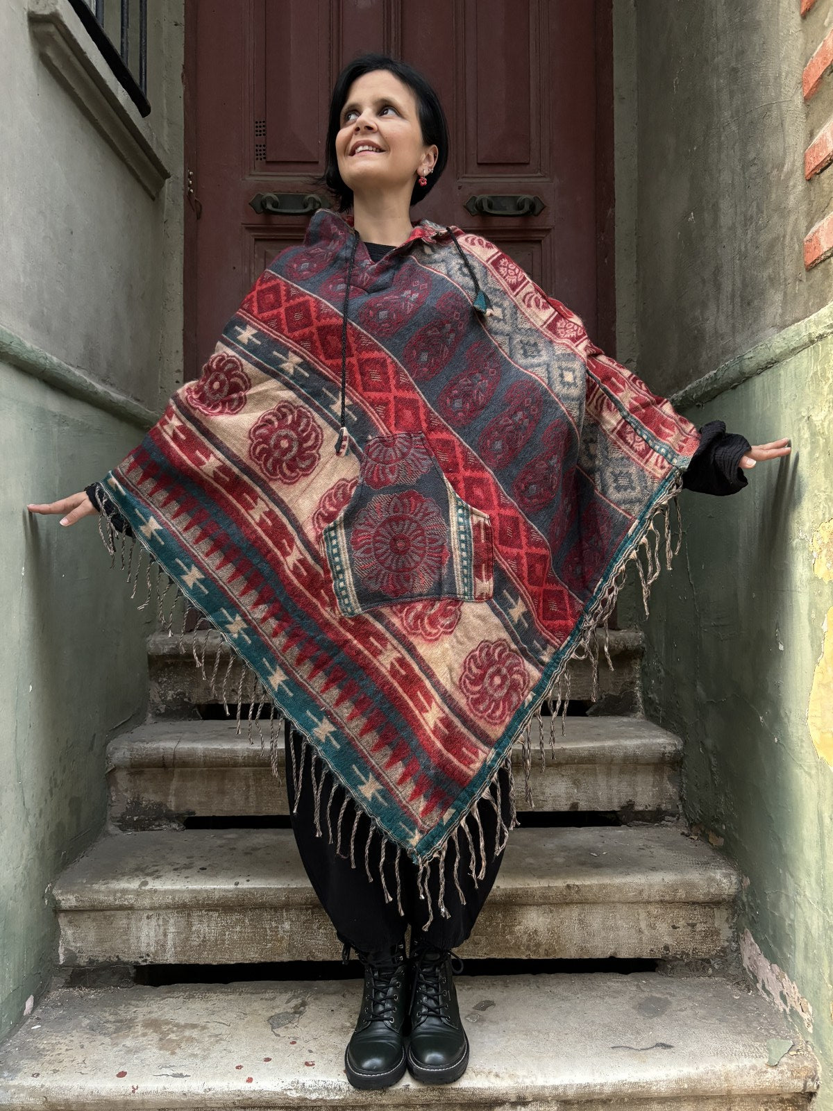 Bohemian Ethnic Rug Poncho