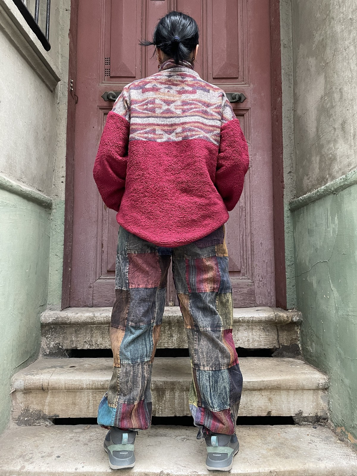 Nepal Patchwork Kırmızı Şalvar Kadın Pantolon