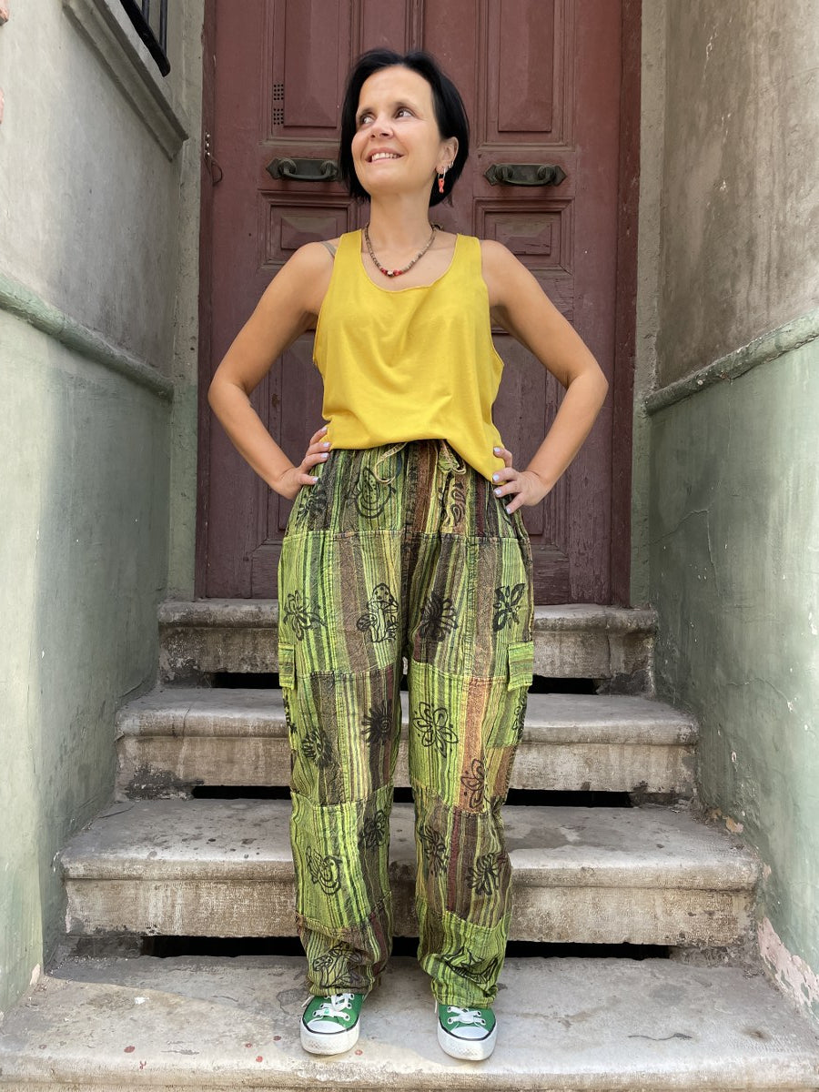 Unisex Bohem Nepal Patchwork Pantolon