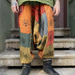 Unisex Nepal Turuncu Renkli Patchwork Festival Şalvar Pantolon