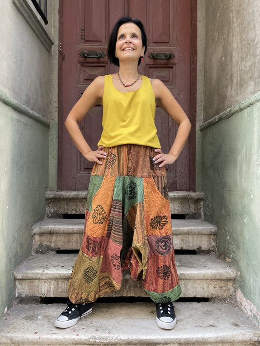 Nepal Patchwork Şalvar – Renkli & Rahat Bohem Tasarım
