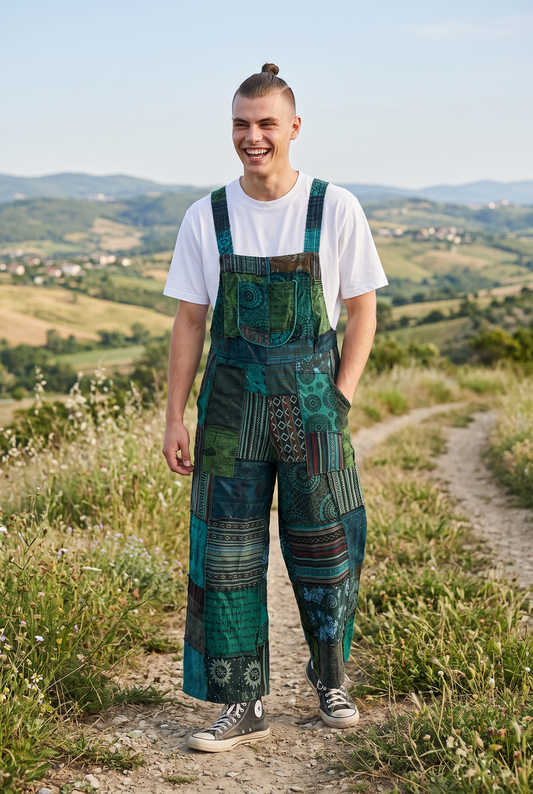 Nepal Patchwork Erkek Tulum – Etnik Bohem Mevsimlik Salopet
