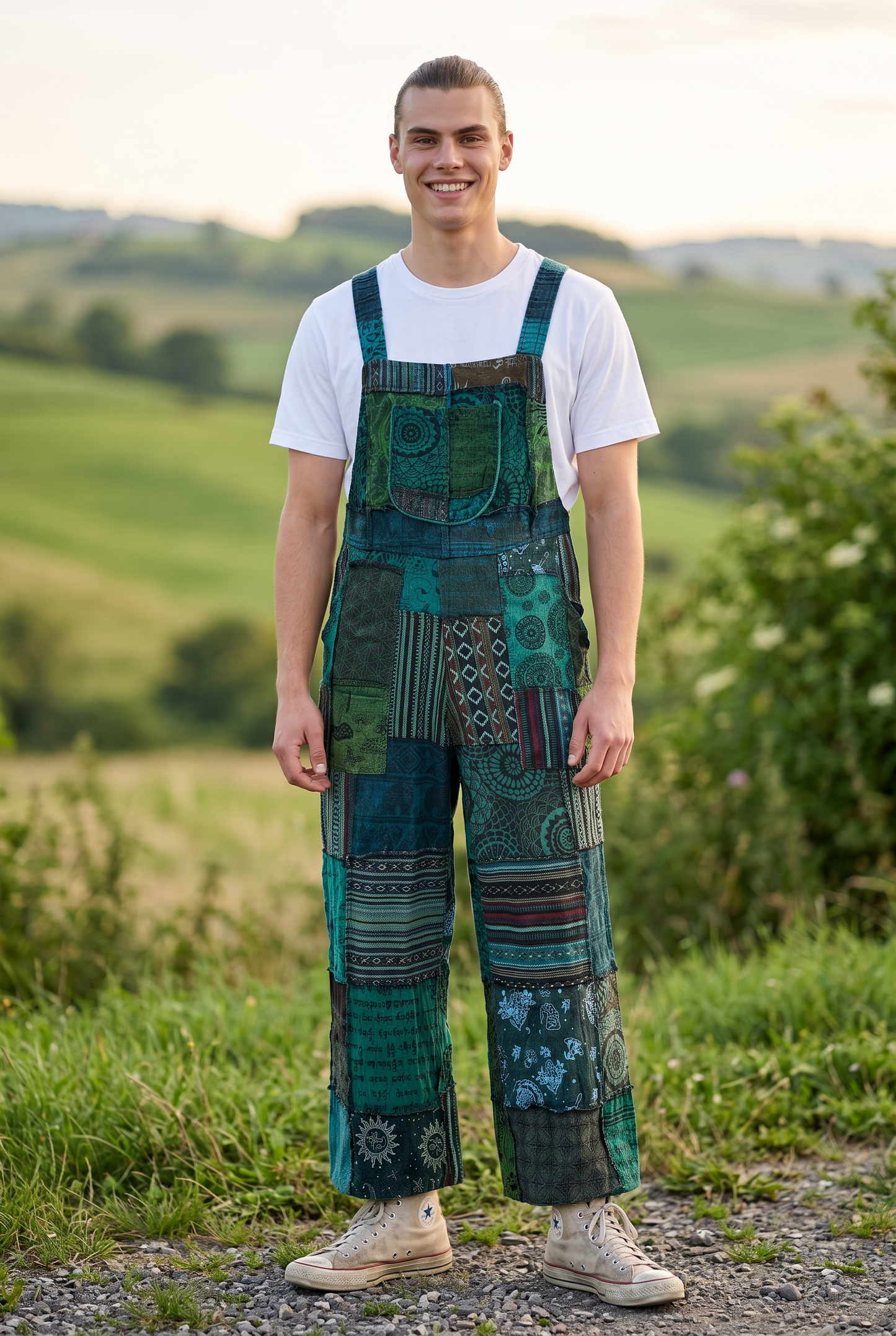Nepal Patchwork Erkek Tulum – Etnik Bohem Mevsimlik Salopet