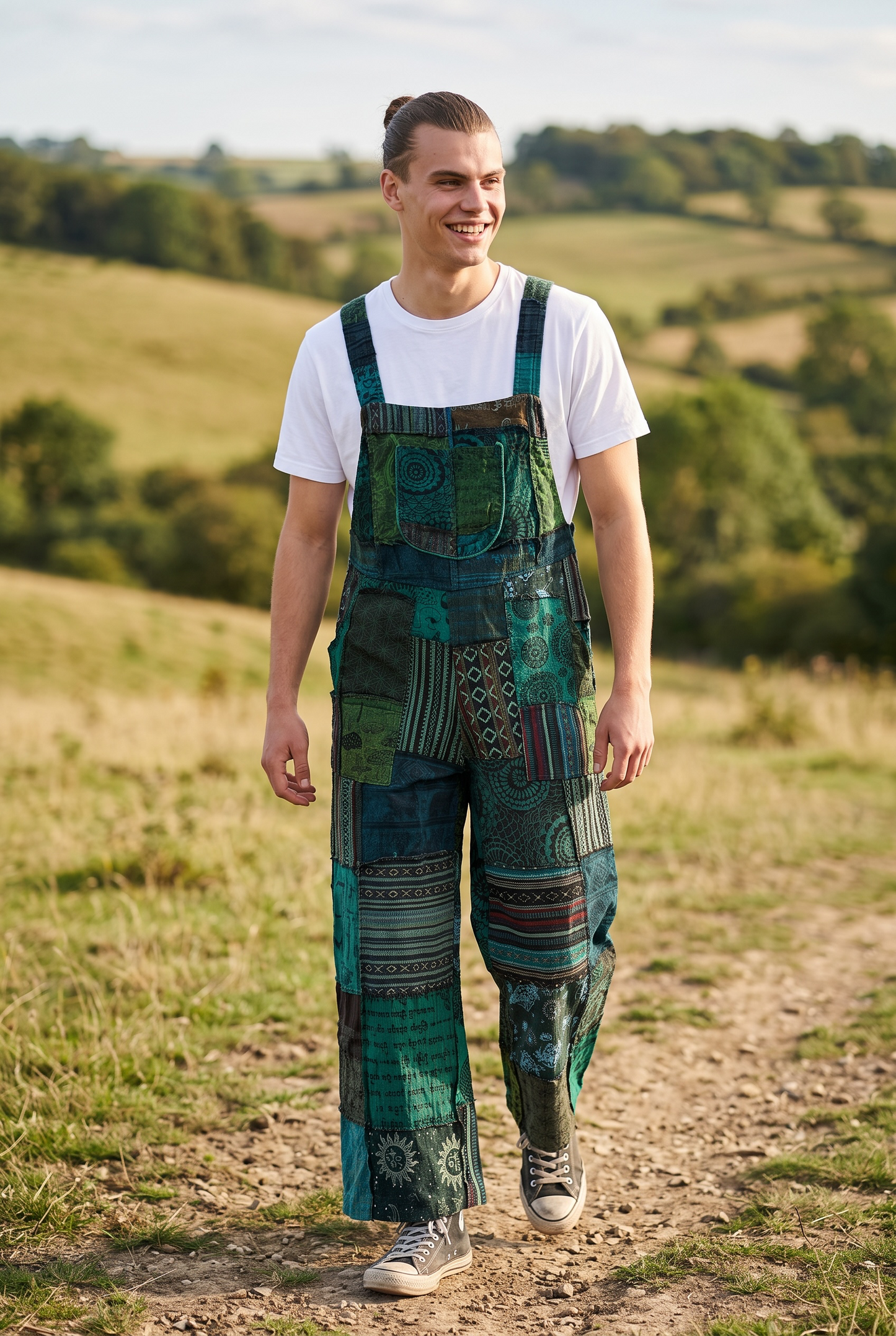 Nepal Patchwork Erkek Tulum – Etnik Bohem Mevsimlik Salopet
