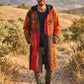 Unisex Nepal Etnik Patchwork Polar Astarlı Uzun Kapüşonlu Ceket Mont – Turuncu