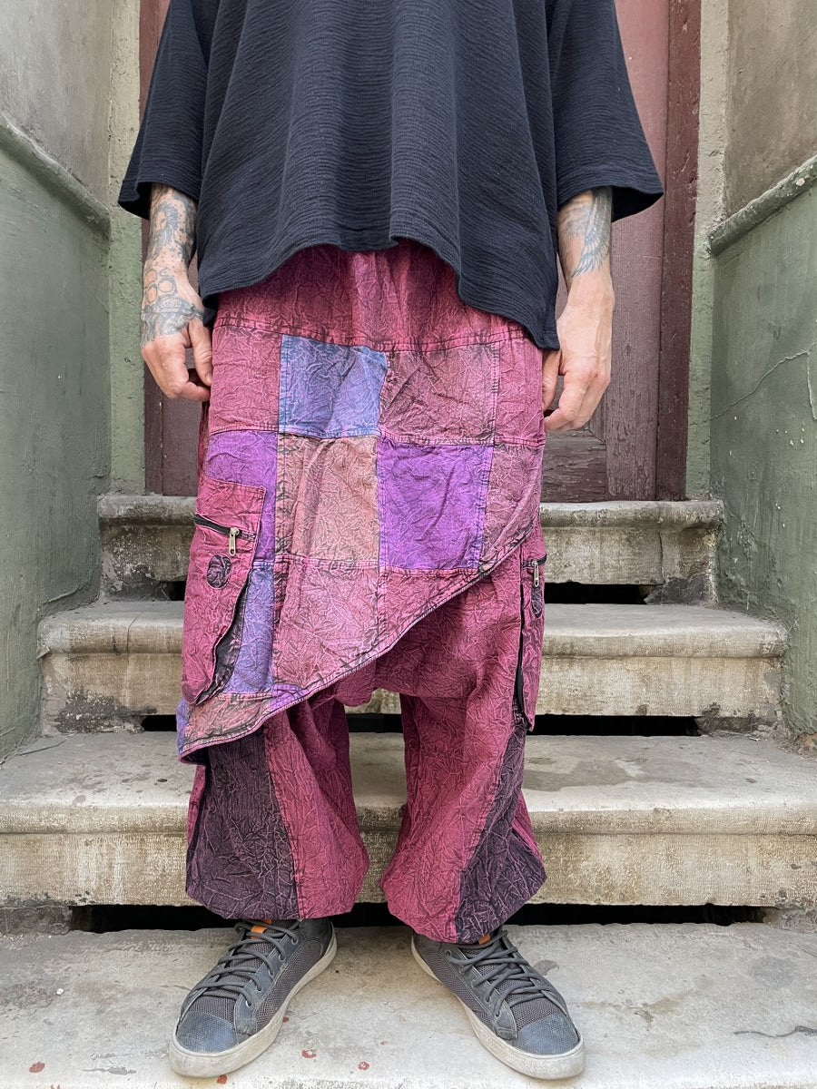 Mevsimlik & Kışlık Bordo Nepal Patchwork Şalvar