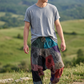 Unisex Nepal Patchwork Şalvar Pantolon – Gri Mavi, Salaş Tasarım