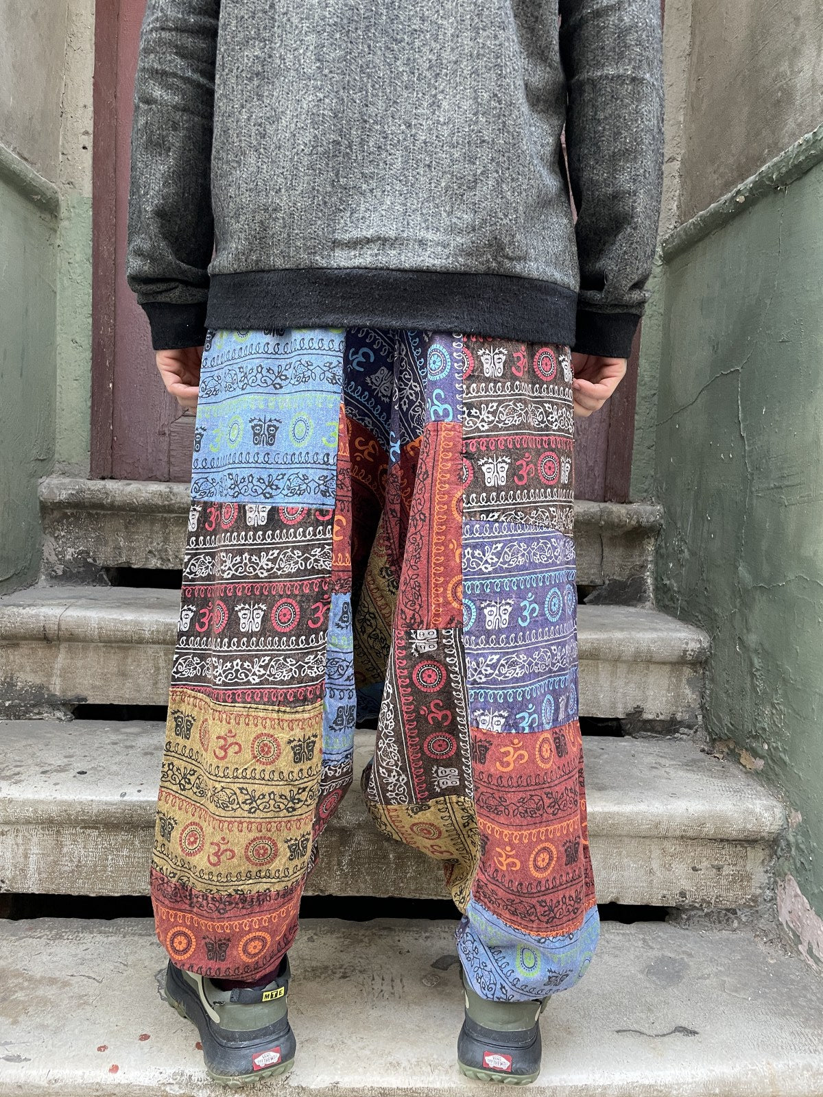 Unisex Nepal Patchwork Aum Şalvar Pantolon