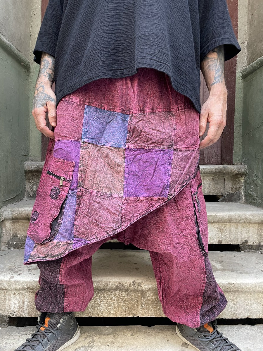 Mevsimlik & Kışlık Bordo Nepal Patchwork Şalvar