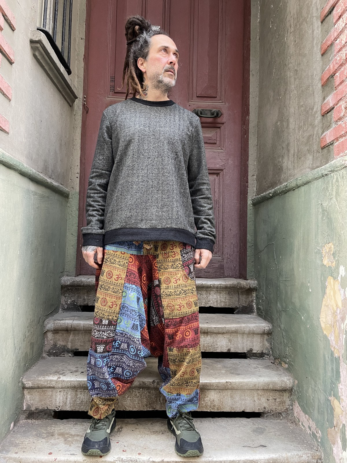 Unisex Nepal Patchwork Aum Şalvar Pantolon