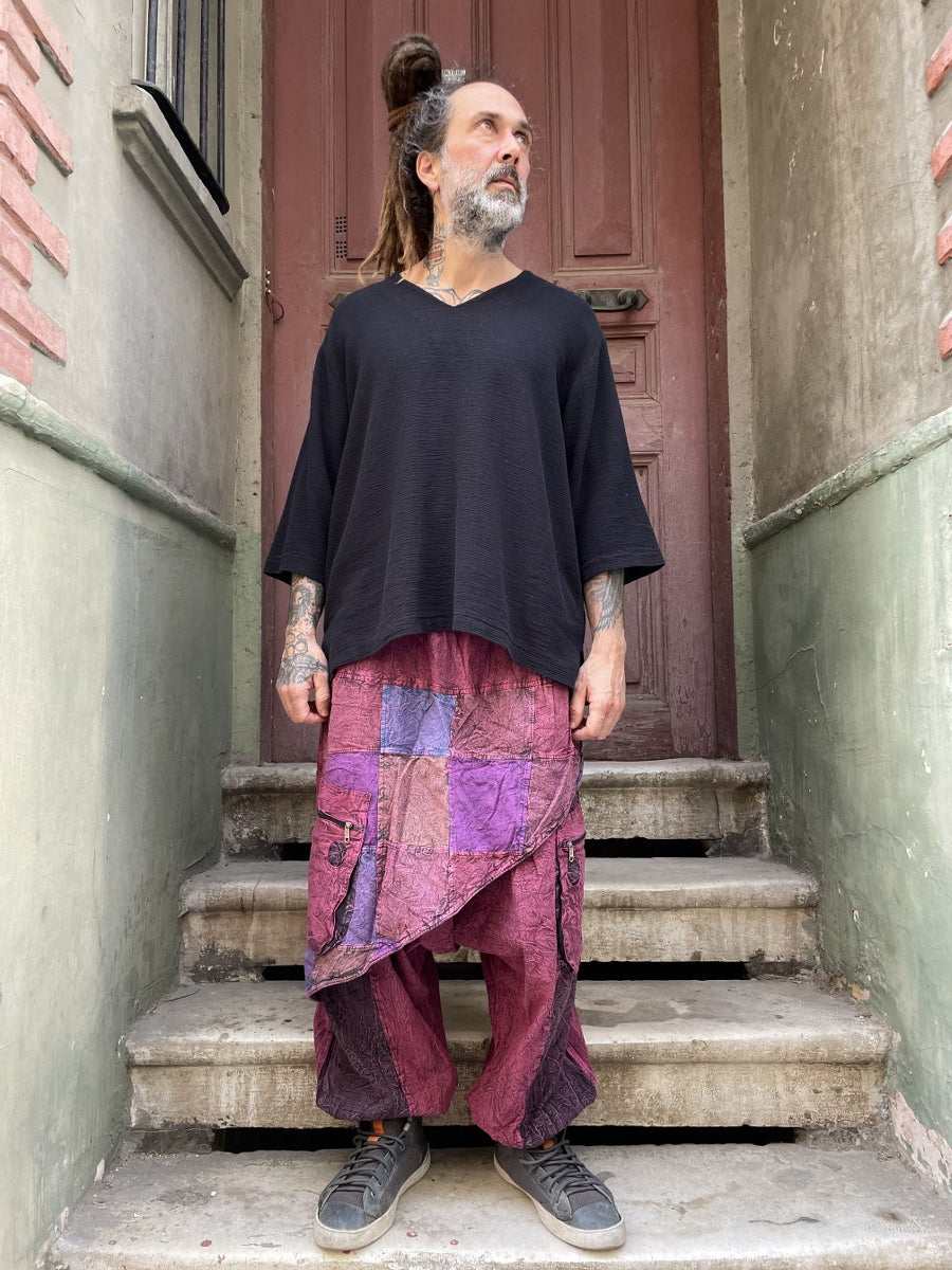 Mevsimlik & Kışlık Bordo Nepal Patchwork Şalvar