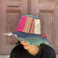 Bohem Unisex Nepal Pure Hemp Pembe Patchwork Şapka