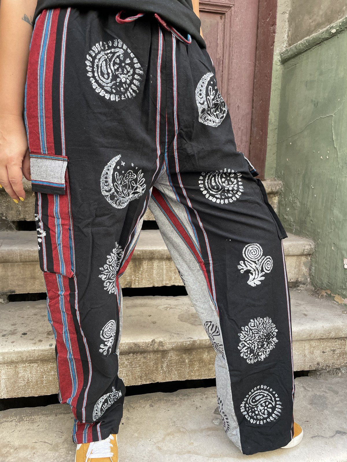 Unisex El Yapımı Nepal Kadın Baskılı Pamuk Pantolon